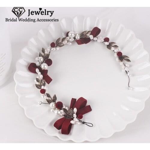 CC Pearl Hairband for Women Wedding Accessories Bridal Headdress Engagement Jewelry 100% Handmade Headpiece Leaf Shape Sale 3899