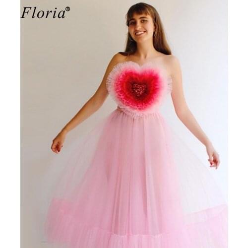 Girls Fairy Pink Prom Dresses Tea-Length Strapless Beach Evening Dresses Women Party Night Crystals Daily Wear Robe Longue