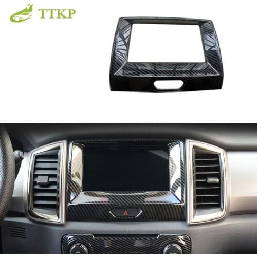 1 pc Carbon Fiber Center frame Indoor Navigation Color Cover fit for Ford Ranger Everest Endeavor accessories 2015 -2019