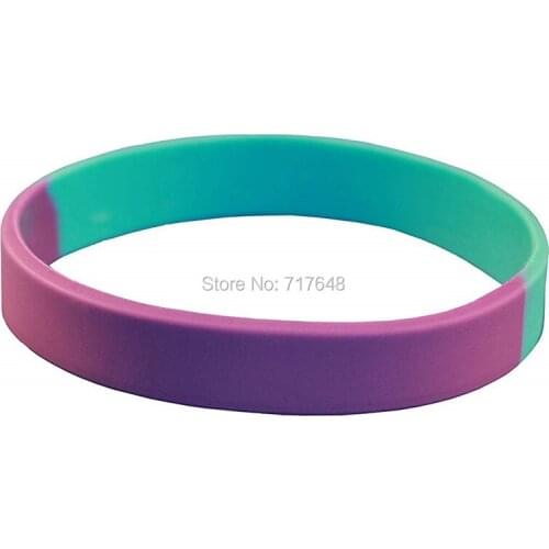 100pcs Teal and Purple segmented wristband silicone bracelets free shipping by ePacket A