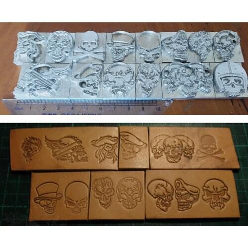 14 skull style molds pattern Hand-work unique design carving punches stamp craft leather with leather carving tools