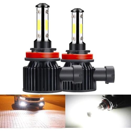 2PCS 360 LED H4 H7 Bulbs 4 sides Car Headlight 14400LM COB CHIPS Mini H8 H11 H9 9006 HB4 9005 HB3 9006 led Auto Fog Lamp 12V