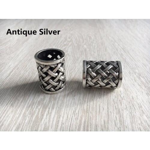 2PCS/Lot Silver/ Bronze Viking Rune hair braids Dreadlock Dread beard Beads tube rings For Braiding Hair accessories big hole