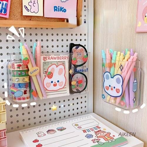 Ins Acrylic Transparent Desk Organizer Pen Holder Hanging Shelf Storage Desk Hanger Multifunctional Stationery