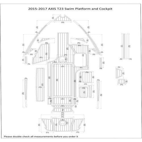 2015-2017 AXIS T23 Swim Platform and Cockpit Pad Boat EVA Teak Decking 1/4" 6mm