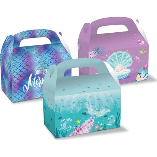 3pcs Colorful Mermaid Gift Bags Little Mermaid Party Supplies Kids Birthday Gifts Mermaid Favor Bag Candy Boxes Baby Shower
