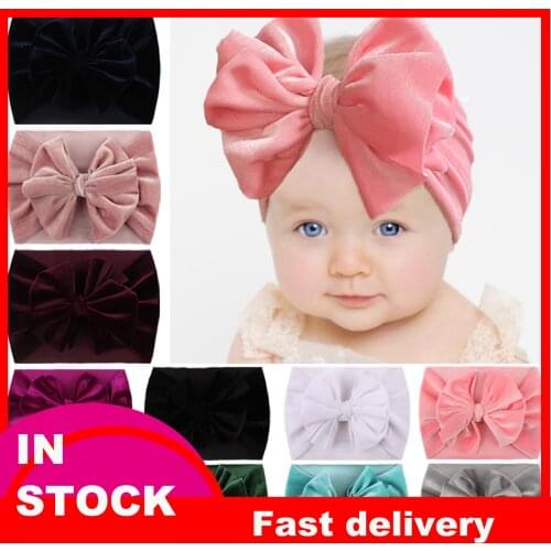 30# Kids Newborn Girls Baby Solid Headband Hair Band Bow Accessories Headwears Hat Hair Band Beanie Headwear Cap Winter Hats