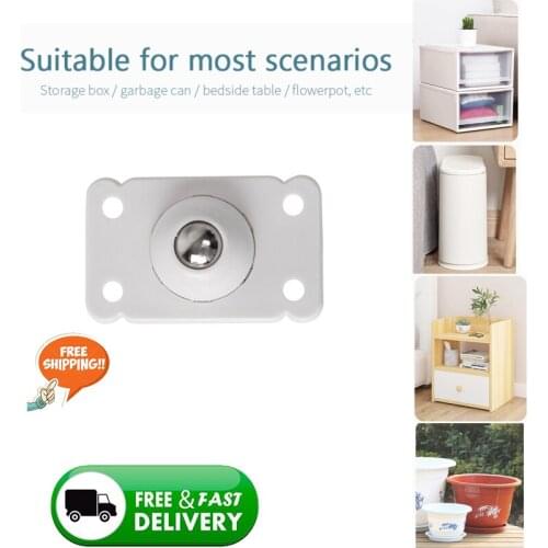 4pcs Adhesive Stainless Steel Pulley Universal Furniture Storage Box Roller Self Casters Pulley For Cabinet Trash 360° Caster
