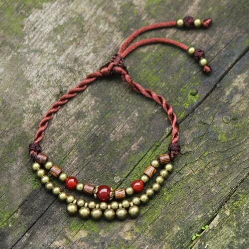 4 COLORS Original Design chalcedony anklets chains women ethnic wooden ankelets,handmade braided stone vintage foot chains