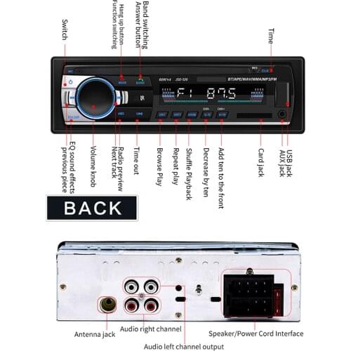 Car Bluetooth Autoradio Stereo Radio FM Aux Input Receiver SD USB JSD 520