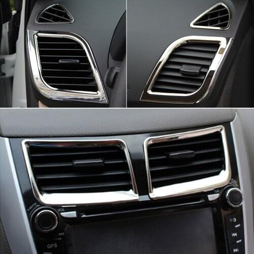 Car Air conditioning outlet /door handle cover/gear panel /Glove Box Handle Cover ABS chrome trim For Hyundai Solaris Verna i25