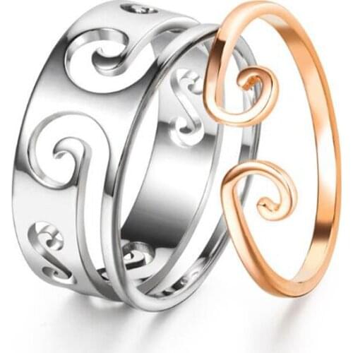 Beichong Special Design Ring Set Stainless Steel Romantic 2 in 1 Ring For Couple Monkey King Lover Wedding Jewelry