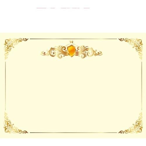 100 Pcs A4 21x29CM Blank Metallic Gold Border Certificate Paper