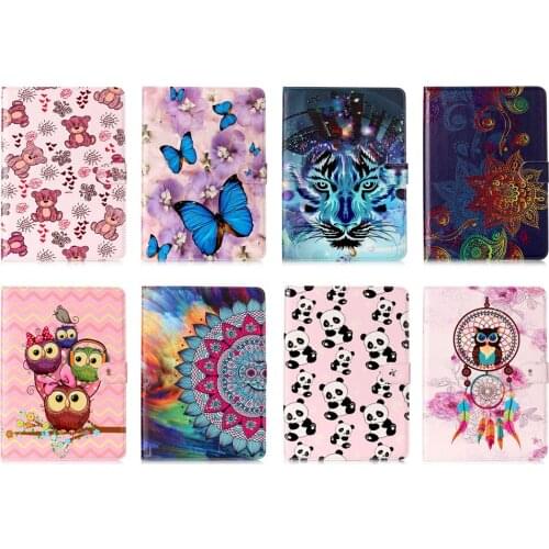 Case for Apple iPad Mini 1 2 3 Wolf Panda Painting Flip PU Leather Card Holder Stand Cover Case for iPad mini2 mini3 Tablet