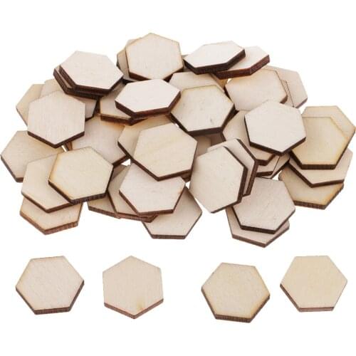 54pc 1.8x1.8cm Wood Hexagon Crafts Cutout Shape Unfinished Wood Mosaic Tile