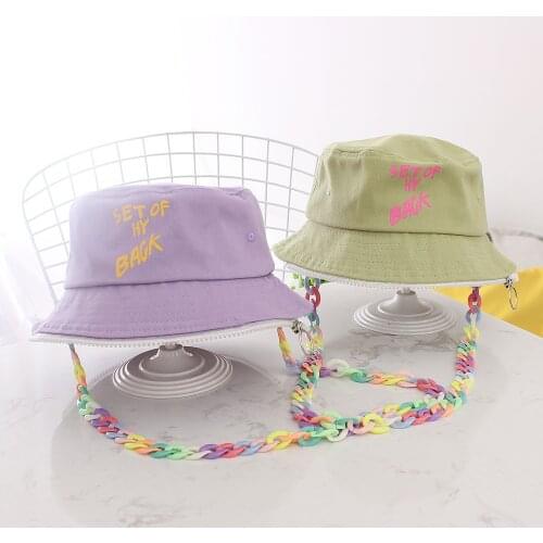 Children Fisherman Sun Hat For Boys And Girls In Apring Autumn Accessories Macaron Chain Bag Or Cap Two Way Use Baby Sun Gorras