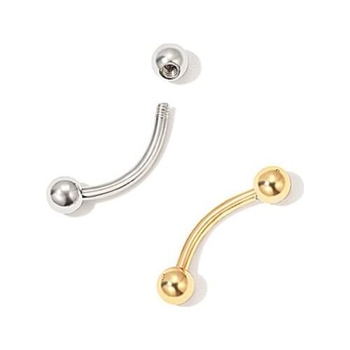 925 Sterling Silver Curved Rod Double Ball Eyebrow Nail Lip Nail Screw Stud Earring Cute Sweet Ear Bone Nail Girl Ear Jewelry
