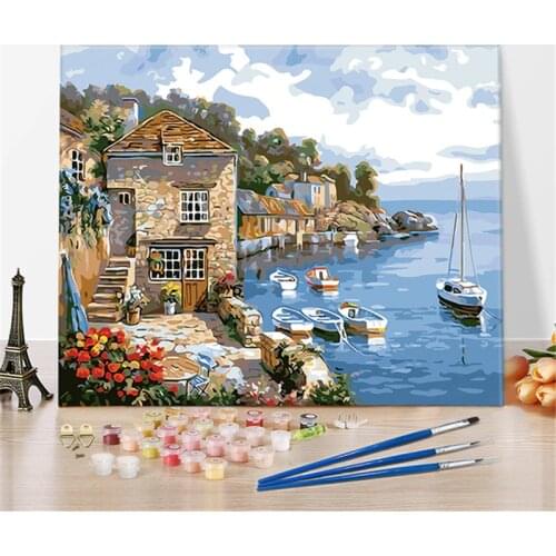 Seaside City Paintings By Numbers DIY Pictures Oil Coloring By Numbers Set Gift Drawing By Numbers Canvas Decor New Arrivals