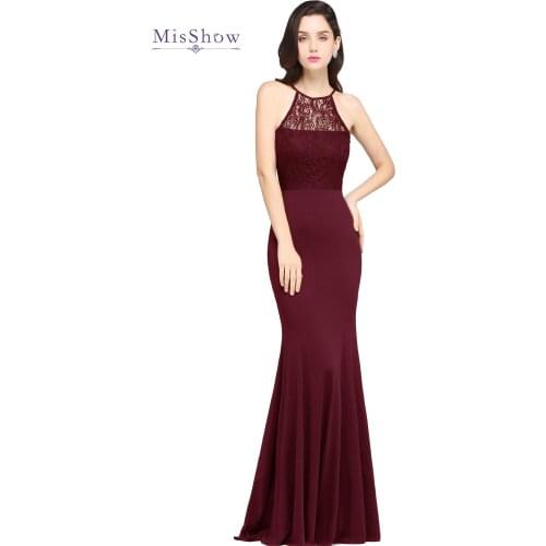 Clear Out Cut-Out See-Through Back Wine Red Cocktail Dresses Halter Neck Long Mermaid Lace Sleeveless Celebrity Party Gown
