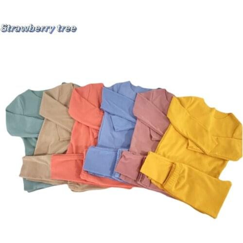 Plus Velvet Kids Clothing Sets Baby Boys Girls Thick Warm Solid Color 2PCS Baby Pajamas Autumn Winter Unisex Kids Clothing Sets