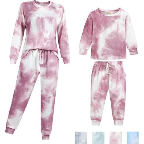 Mother Daughter Clothes Suit 2021 Autumn Adult Kids Homeware Clothes Family Outfit Mother Son Clothes Set Parent-child Tracksuit