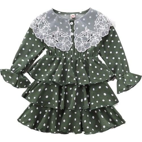 Lace Girls Winter Dresses Dot Long Sleeve Dress For Girls Clothing Baby Girl Clothing Girls Princess Tulle Dress Kids Clothes