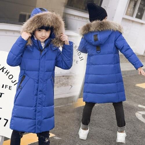 2020 New Boys Clothes Winter Children Jacket for Boy White Duck Down Coat with Real Fur Collar Big Child Long Down Snowsuits