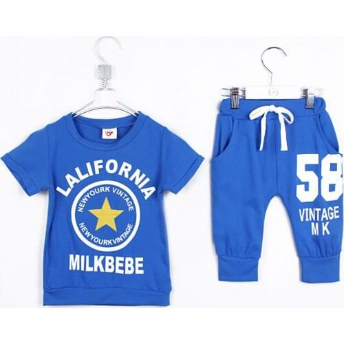 Summer O-neck Actived Shorts Little Boys And Girls Clothing Sets Fashional Casual Childrens T-shirts 0972