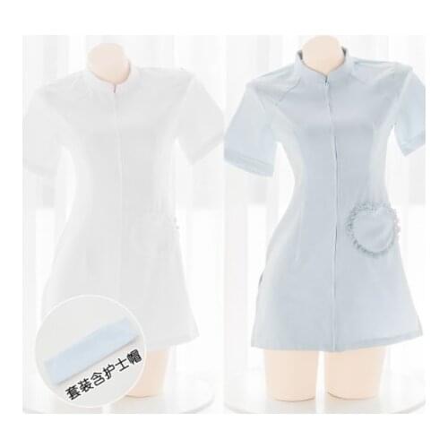 Little Nurse Slim Super Short Dress Cute Cosplay Uniform Suit High Split Miniskirt Women Pajamas Homewear Sleepwear