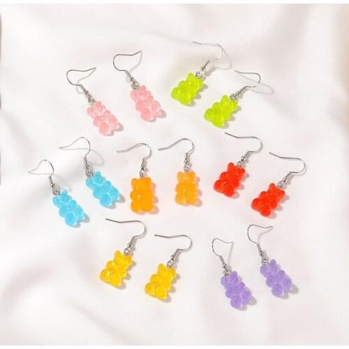 Gummy Bear Earrings Jewelry Vintage Hoop Cute Kawaii Accessories Personalized Gift Piercing Emo Designer Wholesale for Women