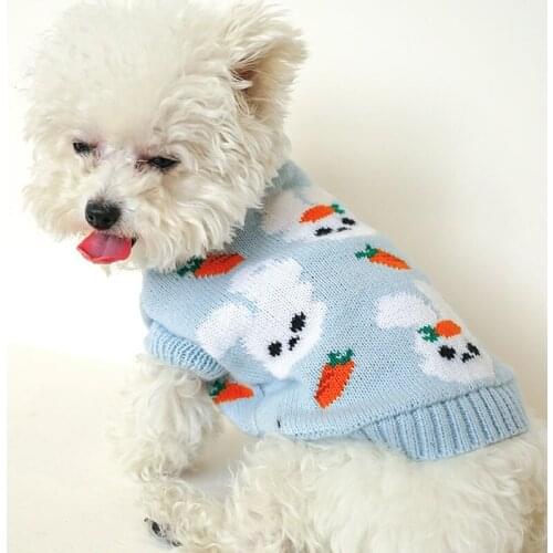 Newest Dog Clothes Dog Sweater Coat Knitted Cardigan Dog Jacket Cute Rabbit Pattern Dog Hoody Sweater Warm Coat Jacket Winter XL