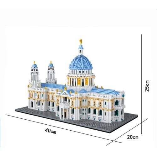 7053pcs+ UK St.Pauls Cathedral Mini Building Blocks World Famous Architecture 3D Model Micro Diamond Bricks Toys For Kid Gift