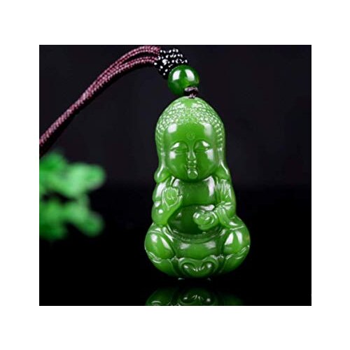 Fashion Green Baby Buddha Pendant Necklace Jewellery Chinese Hand-Carved Relax Healing Women Man Luck Gift Amulet New
