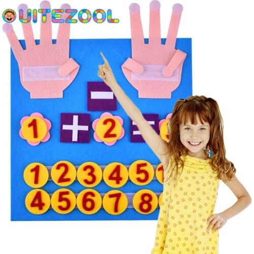 Montessori educational Handmade Felt Finger Numbers Toy DIY Craft Children educational game Counting Math Toy Teaching Aids