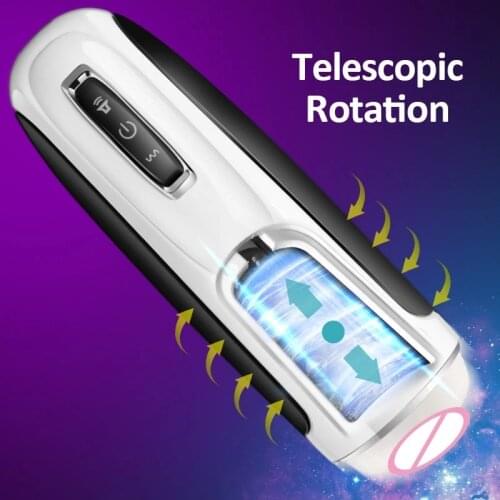 Male masturbator 10 modes automatically telescopic rotating vaginal adult intelligent voice masturbator cup cat male sex toys