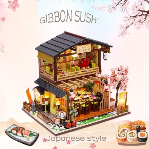 Miniature Model DIY Doll Puppets Sushi Shop Wooden Mini Furniture Accessories For Adults And Children Birthday Toy Gifts