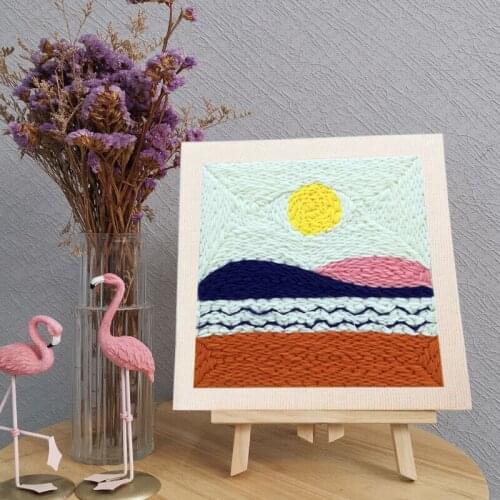 DIY Punch Needle Embroidery Kit Landscape Cross Stitch for Beginner Handmade Sewing craft Home Decor Wall Painting Home Decor