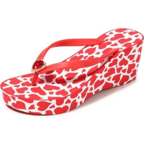 New Summer shoes Women Flip flops Fashion Heart Slope and Thick Sand Beach Slippers Platform Outdoor Casual women Slippers sh491