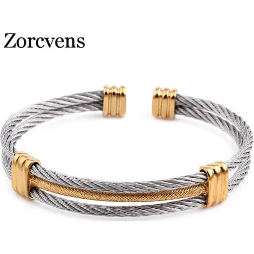 Modyle new arrival spring wire line colorful titanium steel bracelet stretch Stainless steel Cable Bangles for women