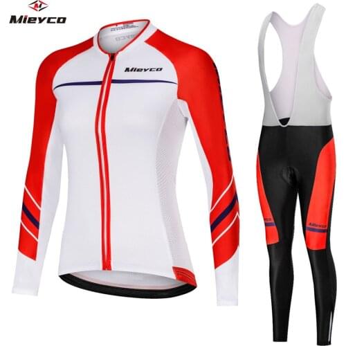 Mieyco Autumn Long Sleeve Cycling Jersey Set Bib Pants Cycling Clothing MTB Bicycle Clothes Bike Jersey Uniform Womens Clothing