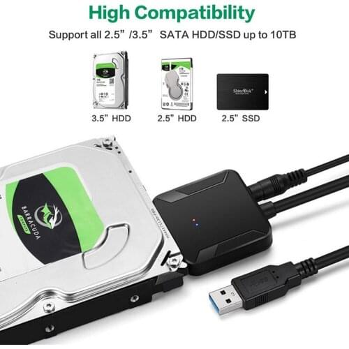 2020New USB 3.0 to SATA, USB 3.0 to SATA Converter Hard Drive Adapter Cable w/UASP Compatible for 2.5/3.5 inch HDD and SSD