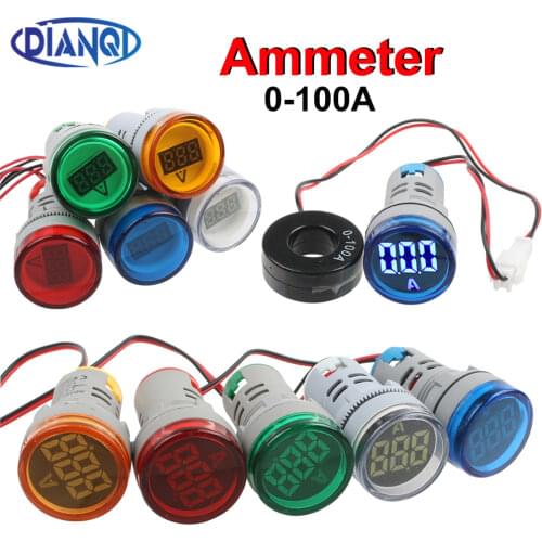Plastic 22mm AD16-22DSA Mini Ammeter current meter indicator LED with CT transformer White Yellow Red Green Blue illumination
