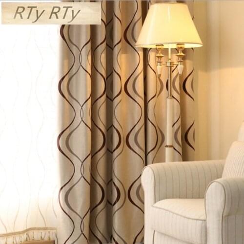 Thick Luxury Wavy Striped Kitchen Curtains for Living Room Bedroom Curtains Decoration Modern Blackout Curtains