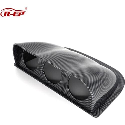 R-EP Auto Car 52mm Gauge Holder Pod Universal 3 Dash Dome Hood Mount Plastic Single Black Curved Carbon XH-6188