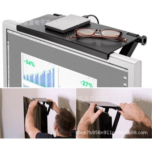 Adjustable Organizer Bracket TV Screen Top Storage Shelf Rack Holder Computer Monitor Desktop Stand TV Rack Display Shelf