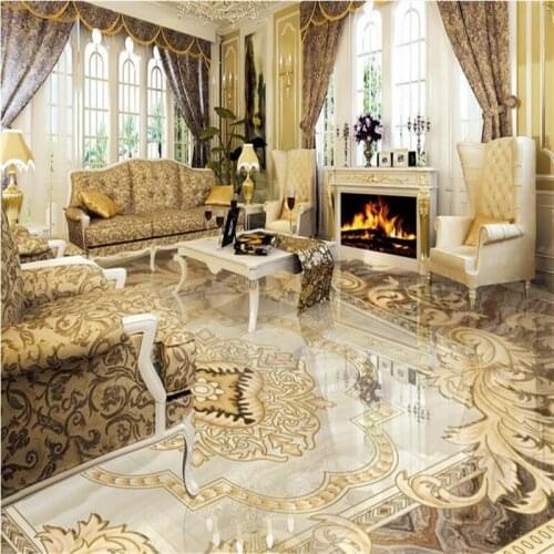 Beibehang Customized non - woven waterproof wallpaper European - style pattern stone parquet floor tiles decorative painting