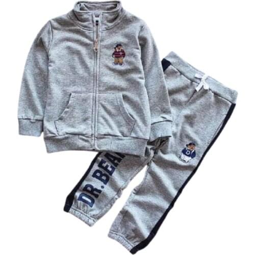 BBD Children Sets Kids Boys Cotton Terry Embroidery Outfits Active Jacket Trousers 2pc Tracksuit Infants 3 4 5 6 7 Years Clothes