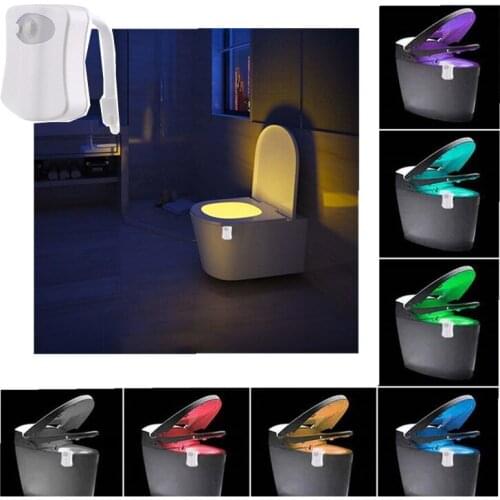 LED Toilet Seat Night Light Motion Sensor WC Light 8 Colors Changeable Lamp AAA Battery Powered Backlight for Toilet Bowl