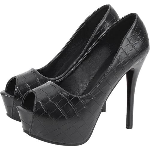 Sexy Women Pumps Ladies Wedding Shoes Heels PU Slip On 10CM 12CM 14CM Thin High heel Peep Toe waterproof Party women shoes