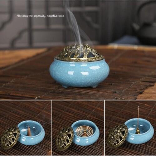 Vintage Ceramic Incense Holder Meditation Buddhist Zen Censer Home Decor Ceramic Censer bathroom accessories Table Decor